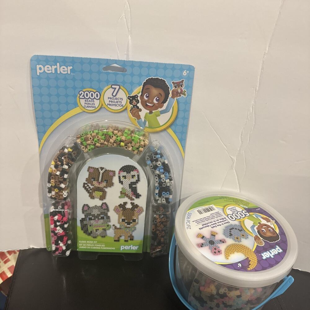 Perler Woodland Animals Kit New Sealed & Glow in the Dark Bead Bucket Used Lot